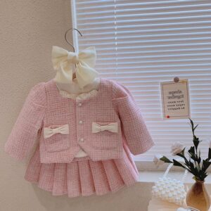 Girls Long-Sleeved Top And Skirt Two-Piece Set