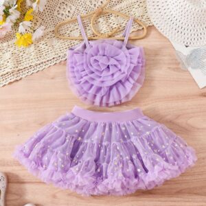 Girls Fashion Cute Skirt Flower Camisole Pompon Skirt Two-Piece Set