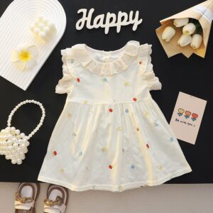Girls Fashion Cute Floral Embroidered Sleeveless Loose Dress