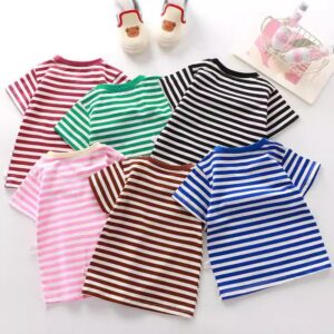 Summer Children Fashionable Stripe Printed Short-Sleeved T-Shirt