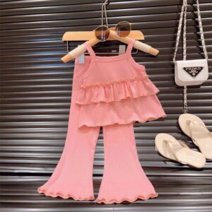 Girls Summer Solid Color Two-Piece Set