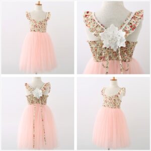 Kids Toddler Girls Cute Tiny Flower Mesh Sleeveless Party Tutu Princess Dress