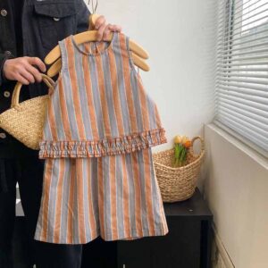 Kids Toddler Girls Summer Fashion Casual Stripe Print Tank Top Pants Set
