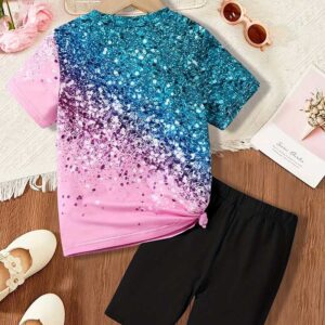 Kids Toddler Girls Casual Short Sleeve T-Shirt Shorts Sets