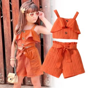 Kids Toddler Girls Casual Cute Camisole Shorts Sets