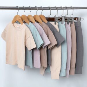 Kids Toddler Boys Girls Casual Solid Color Short Sleeve T-Shirt Trousers Sets