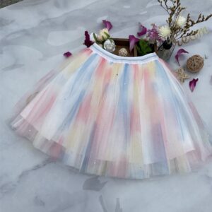 Girls Fashion Mesh Tie-Dye Printed Mesh Tutu Dress