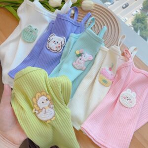 Kids Toddler Girls Cute Summer Cartoon Embroidered Stretch Camis