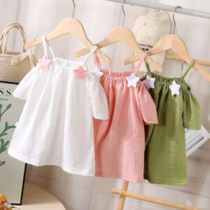 Toddler Girl Short-Sleeved Summer Off-Shoulder Blouse