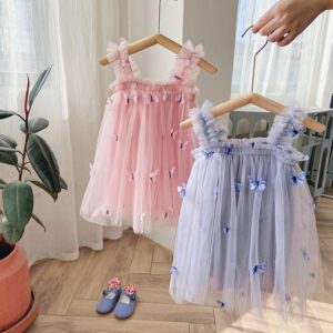 Girls Fashion Butterfly Gauze Puffy Dress