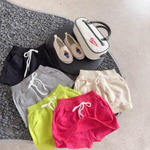 Toddler Girls Boys Summer Solid Candy Color Drawstring Shorts