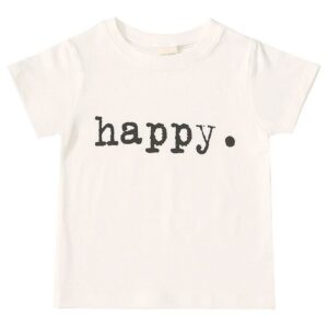 Boy Girl Happy Print Short Sleeves Casual Tee