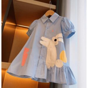 Girl Summer Cute Rabbit Short Sleeve Shirt Dress