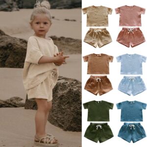 Children's Casual Cotton Solid Color Two-Piece Set