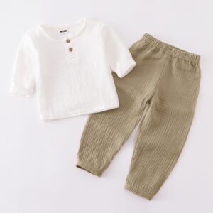 Children Solid Color Cotton Two-Piece Set