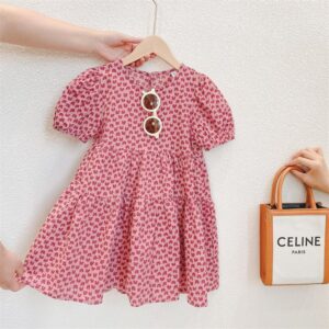 Kids Toddler Girls Casual Cute Heart Print Short Sleeve Dress