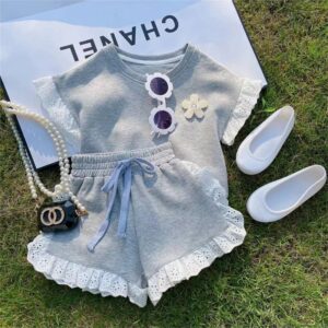 Kids Toddler Girls Casual Cute Short Sleeve Round Neck Top Shorts Set