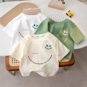 Kids Toddler Boys Girls Casual Cute Smiley Letters Print Short Sleeve T-Shirt