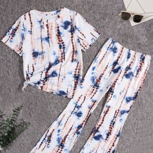 Kids Toddler Girls Cute Print Short Sleeve T-Shirt Trousers Sets