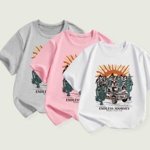Kids Toddler Boys Girls Car Print Short Sleeve T-Shirt
