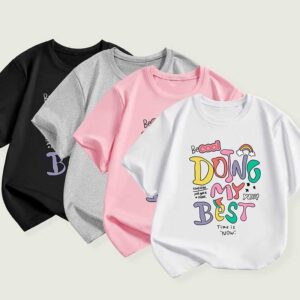 Kids Toddler Boys Girls Alphabet Print Short Sleeve T-Shirt