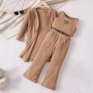 Kids Toddler Girls Spring Autumn Casual Butterfly Tank Top Coat Trousers Sets