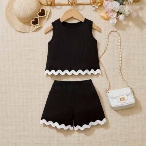Kids Toddler Girls Fashion Casual Color Matching Tank Top Shorts Sets