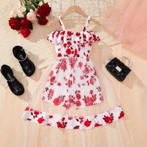 Kids Toddler Girls Casual Cute Flower Pattern Strap Dress