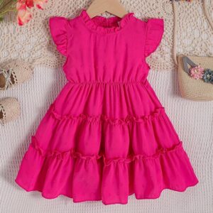 Kids Toddler Girls Casual Cute Solid Color Sleeveless Dress
