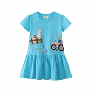 Kids Toddler Girls Casual Cute Cartoon Print Short Sleeve Dress