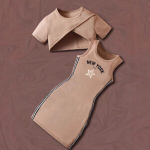 Kids Toddler Girls Fashion Casual Short Sleeve Top Print Dress Sets