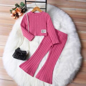 Kids Toddler Girls Spring Autumn Fashion Casual Long Sleeve Top Flare Trousers Sets