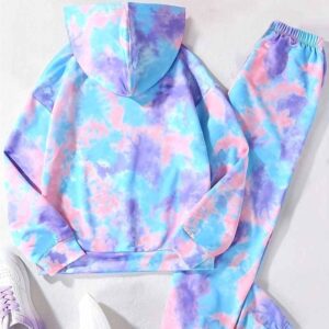 Kids Toddler Girls Fashion Casual Tie Dye Long Sleeve Hoodies Trousers Sets