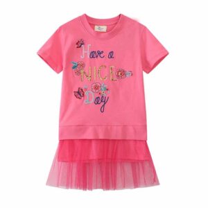 Kids Toddler Girls Casual Cute Flower Short Sleeve Dress