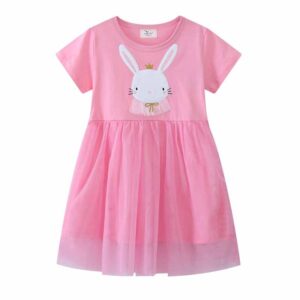 Kids Toddler Girls Easter Casual Cute Bunny Short Sleeve Dress
