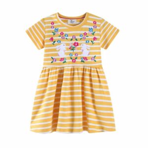 Kids Toddler Girls Easter Casual Cute Bunny Short Sleeve Dress