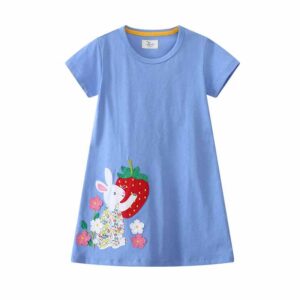 Kids Toddler Girls Easter Casual Cute Bunny Short Sleeve Dress