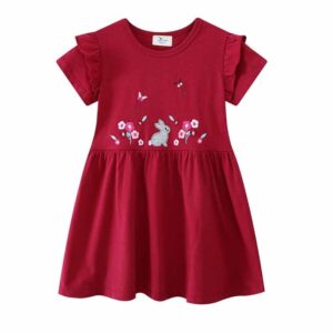 Kids Toddler Girls Easter Casual Cute Bunny Short Sleeve Dress