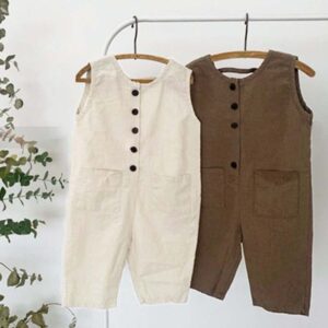 Kids Toddler Boys Girls Casual Versatile Solid Color Jumpsuit