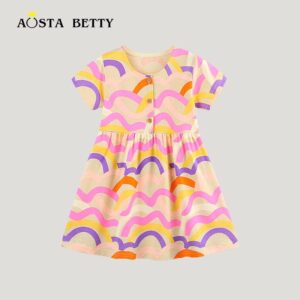 Girls Fashion Multicolor Printed Dress
