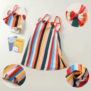 Girls Fashion Multicolor Stripe Sling Dress