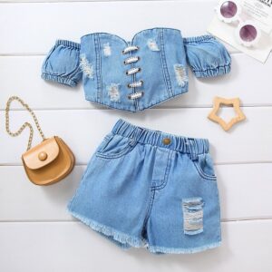 Girls Fashionable Two-Piece Denim Set
