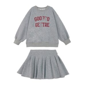 Girls Fashion Sweatshirt Pleated Skirt Set