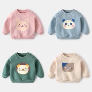 Kids Boys And Girls Long-Sleeved Cartoon Print Sweatshirt