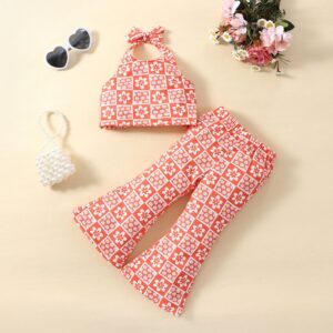 Kids Toddler Girls Floral Strap Camis Top Flared Pants Set