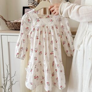 Kids Toddler Girls Cute Floral Sleeve Long Dress