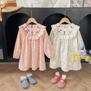 Kids Toddler Girls Cute Floral Sleeve Long Dress