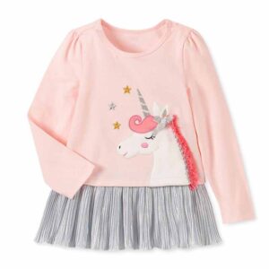Kids Toddler Girls Cute Cartoon Print Long Sleeve Dress
