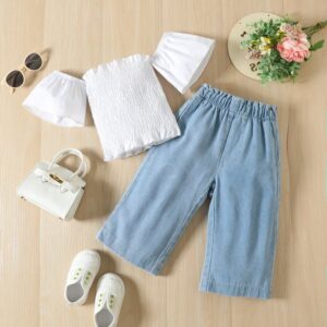 Kids Toddler Girls Casual Cute Tube Top Jeans Sets