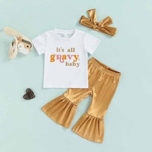 Kids Toddler Girls Cute Alphabet Print Short Sleeve T-Shirt Flare Trousers Sets